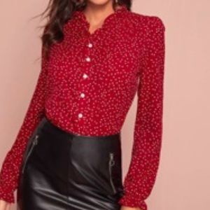Red polka dot blouse
